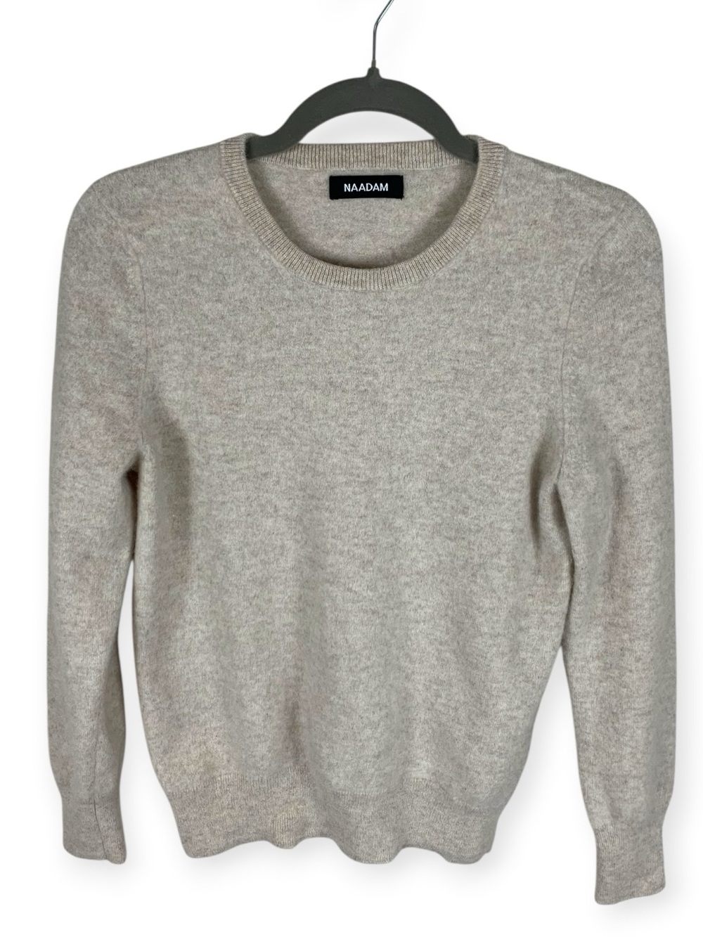 Women's Naadam Beige Cashmere Long Sleeve Crew Neck Sweater Size M Neutral